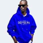 Dopeops Luxury Streetwear Fashion Brand Mens Vintage Club Collection Oversized Fit Hoodie in Blue